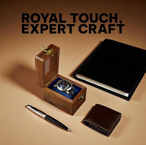 Mens Watch Dispay Case Box Organizer for Men - 5 Slot Wooden Watch Case ، Brown Brown ، منظم المراقبة المصنوع يدويًا ، بطانة مخملية Rosewood ، أعلى الزجاج ، وسائد أنعم مصنوعة يدويًا. in Saudi Arabia