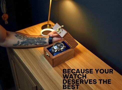 Mens Watch Dispay Case Box Organizer for Men - 5 Slot Wooden Watch Case ، Brown Brown ، منظم المراقبة المصنوع يدويًا ، بطانة مخملية Rosewood ، أعلى الزجاج ، وسائد أنعم مصنوعة يدويًا. in Saudi Arabia