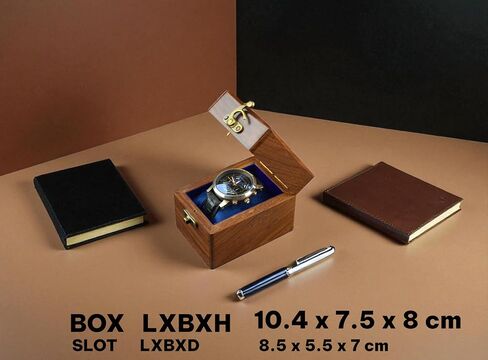 Mens Watch Dispay Case Box Organizer for Men - 5 Slot Wooden Watch Case ، Brown Brown ، منظم المراقبة المصنوع يدويًا ، بطانة مخملية Rosewood ، أعلى الزجاج ، وسائد أنعم مصنوعة يدويًا. in Saudi Arabia