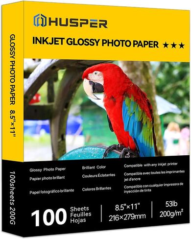 ورقة صورة INKJET اللامعة 36 أوراق 8.5 × 11 بوصة 53 رطل ورقة فوتوغرافية احترافية متوافقة مع طابعة حبر الصبغة 200gsm ورقة صورة جافة فورية in Kuwait