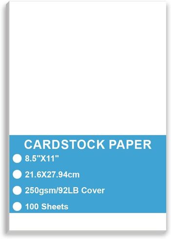 Cardstock Paper - Plain Heavy Bright White Stock, Cover Stock Paper, Extra Heavy Duty, 92lb Cover(250 gsm) Thick Cardstock Paper, 8.5" x 11", 50 Sheets, Inkjet/Laser Printer Compatible in Saudi Arabia