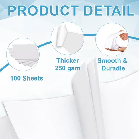 Cardstock Paper - Plain Heavy Bright White Stock, Cover Stock Paper, Extra Heavy Duty, 92lb Cover(250 gsm) Thick Cardstock Paper, 8.5" x 11", 50 Sheets, Inkjet/Laser Printer Compatible in Saudi Arabia