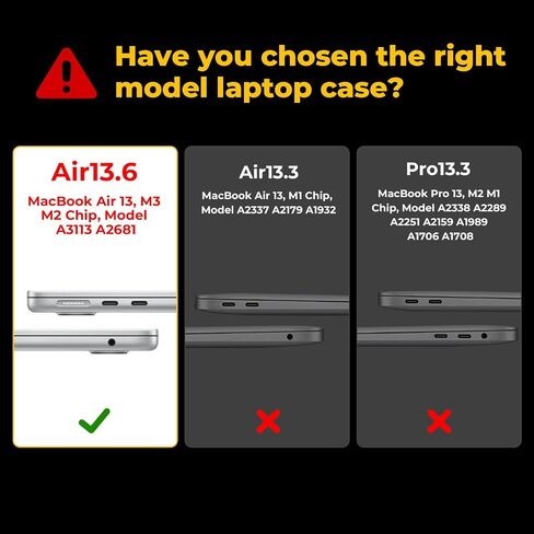 حالة Eoocoo متوافقة مع MacBook Air 13 بوصة 2025-2022 M4 M3 M2 A3240 A3113 A2681 ، علبة القشرة الصلبة الواقية مع قطعة قماش للهواء MAC 13.6 "غطاء محمول - منتصف الليل in Saudi Arabia