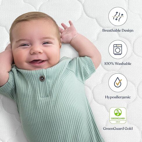 Halo Essential Crib & Toddler Mattress-تنفس ، مقاوم للماء ، غطاء قابل للغسل الماكينة-JPMA & Oeko-Tex معتمد-الحجم القياسي (52 "× 28" × 4.5 ")-دعم الشركة ، جوهر الرغوة-الأعمار 0-4 in Kuwait