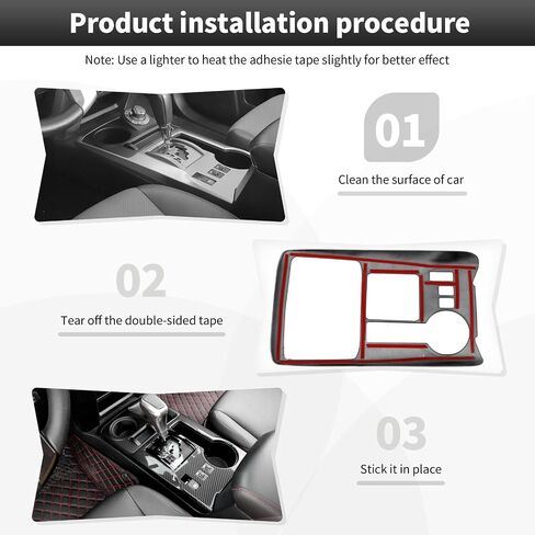 CheroCar Center Console Gear Shift Panel Cover Trim Compatible with Toyota 4Runner SUV 2010-2025,Interior Accessories(Red) in Saudi Arabia