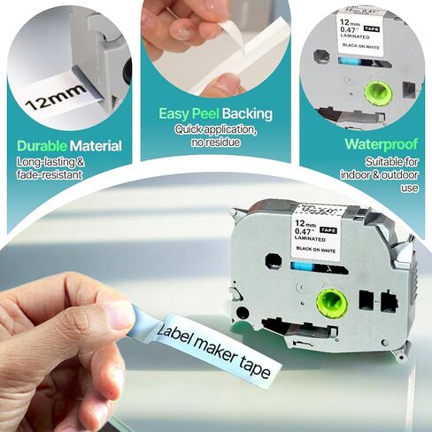 Label Maker Tape Compatible with Brother P Touch TZe-231, 12mm 0.47 White Laminated Roll, Durable Refills for Brother Devices, Works with Label Maker Machine with Tape and Label Printer, 2-Pack in Saudi Arabia