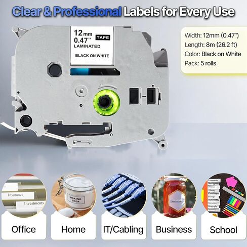 Label Maker Tape Compatible with Brother P Touch TZe-231, 12mm 0.47 White Laminated Roll, Durable Refills for Brother Devices, Works with Label Maker Machine with Tape and Label Printer, 2-Pack in Saudi Arabia