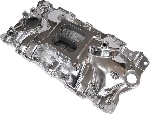 2701 EPS Aluminum Dual Plane SBC Intake Manifold Compatible with Chevy Small Block 305 327 350 1955-86 262-400 V8 Engine Polished in Saudi Arabia