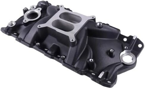 2701 EPS Aluminum Dual Plane SBC Intake Manifold Compatible with Chevy Small Block 305 327 350 1955-86 262-400 V8 Engine Polished in Saudi Arabia