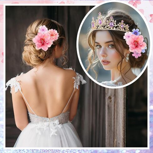 Preboun Princess Costume Accessories for Women, Purple Crystal Tiara Sun Necklace Purple Flower Hair Clips Butterfly Hairpins Princess Jewelry Kit for Halloween Cosplay Birthday Party in Saudi Arabia