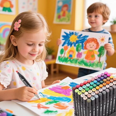 علامات الكحول ، 60 لونا علامات فنية ثنائية الطرف مع حالة حمل ، علامة الرسم ، علامة تلوين لصنع بطاقات الطلاء للكتاب للأطفال البالغين. in Saudi Arabia