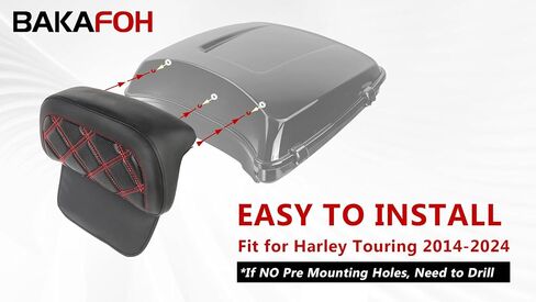 Motorcycle Rear Passenger Chopped Tour Pack Backrest Pad For Harley Road King Street Glide Electra Glide 2014-2024 Accessories(Diamond Black Stitches) in Saudi Arabia