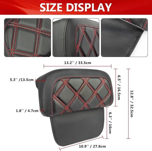 Motorcycle Rear Passenger Chopped Tour Pack Backrest Pad For Harley Road King Street Glide Electra Glide 2014-2024 Accessories(Diamond Black Stitches) in Saudi Arabia