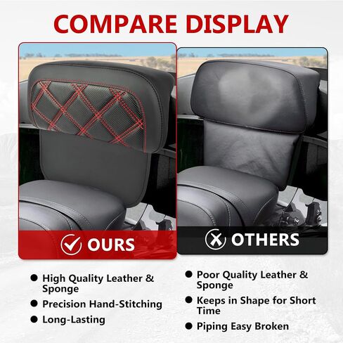 Motorcycle Rear Passenger Chopped Tour Pack Backrest Pad For Harley Road King Street Glide Electra Glide 2014-2024 Accessories(Diamond Black Stitches) in Saudi Arabia