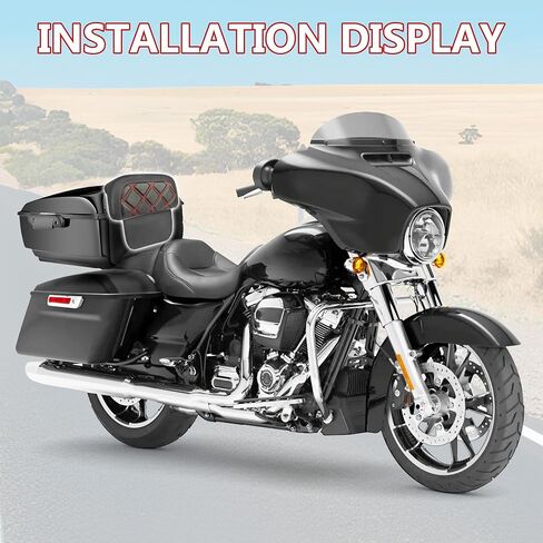 Motorcycle Rear Passenger Chopped Tour Pack Backrest Pad For Harley Road King Street Glide Electra Glide 2014-2024 Accessories(Diamond Black Stitches) in Saudi Arabia