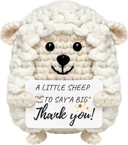Mini Positive Gifts for Women Teens - Handmade Crochet Animals Sheep, Birthday Gifts for Women Friend Coworkers Sister Teen Girls, Emotional Support Crochet Sheep Decor, White Elephant Gift in Kuwait