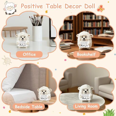 Mini Positive Gifts for Women Teens - Handmade Crochet Animals Sheep, Birthday Gifts for Women Friend Coworkers Sister Teen Girls, Emotional Support Crochet Sheep Decor, White Elephant Gift in Kuwait