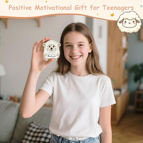 Mini Positive Gifts for Women Teens - Handmade Crochet Animals Sheep, Birthday Gifts for Women Friend Coworkers Sister Teen Girls, Emotional Support Crochet Sheep Decor, White Elephant Gift in Kuwait