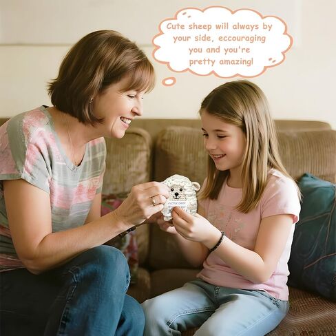 Mini Positive Gifts for Women Teens - Handmade Crochet Animals Sheep, Birthday Gifts for Women Friend Coworkers Sister Teen Girls, Emotional Support Crochet Sheep Decor, White Elephant Gift in Kuwait