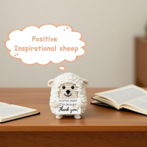 Mini Positive Gifts for Women Teens - Handmade Crochet Animals Sheep, Birthday Gifts for Women Friend Coworkers Sister Teen Girls, Emotional Support Crochet Sheep Decor, White Elephant Gift in Kuwait