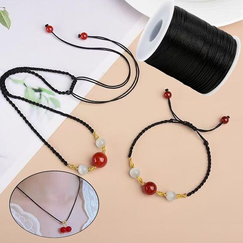 1.5mm 220 ياردة سلسلة ساتان نايلون الحبل للأساور المضفر المجوهرات صنع الرياح رنين الحبل القطع قلادة القلادة المزيفة بخيط المزيج macrame كوميهيمو in Kuwait