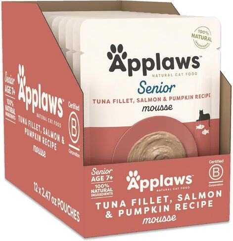 Applaws Senior Natural Cat Cat في موس ، المكونات المحدودة والطبيعية ، البروتين العالي مع عدم وجود إضافات اصطناعية ، مجموعة متنوعة (12 × 2.47 أوقية) in Saudi Arabia