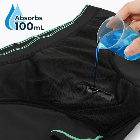 Carer Incontinence Underwear for Men Washable Mens Cotton Incontinence Boxer Briefs with Front 100ml Absorbent Bladder Leak Proof Underwear 2pk-L (Black,Gray) in Kuwait