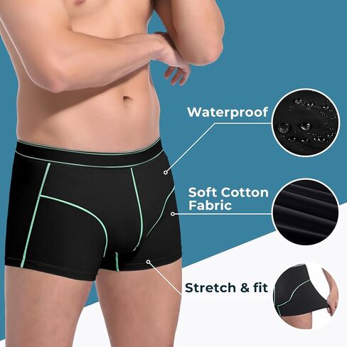 Carer Incontinence Underwear for Men Washable Mens Cotton Incontinence Boxer Briefs with Front 100ml Absorbent Bladder Leak Proof Underwear 2pk-L (Black,Gray) in Kuwait