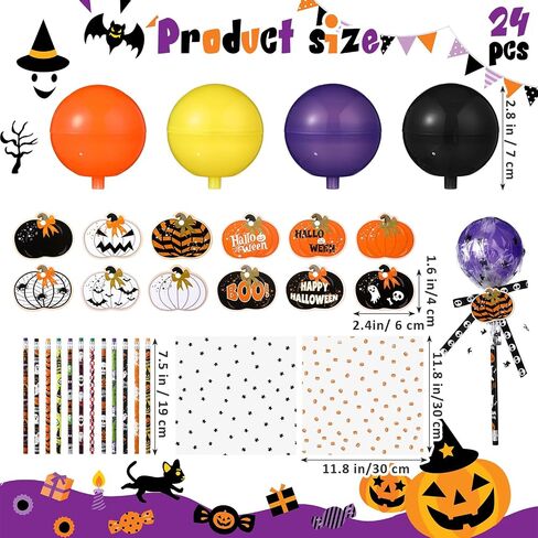 96 Pcs Halloween Party Favors Gift Trick or Treat Container Halloween Pencil Empty Giant Lollipop Stationery Candy Fillable Hold Plastic Lollipop Storage for Classroom Gifts in Saudi Arabia
