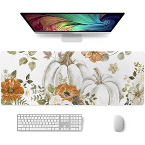 MoBlinko Fall Desk Mat Pumpkin Mouse Pad Large Gaming Mouse Pads for Desk with Non-Slip Base Stitched Edge Desk Mat Fall Decorations for Home 36 x 16 in in Saudi Arabia