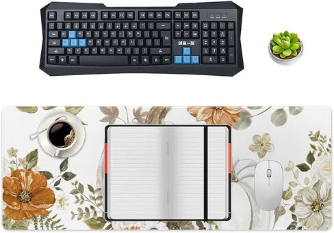 MoBlinko Fall Desk Mat Pumpkin Mouse Pad Large Gaming Mouse Pads for Desk with Non-Slip Base Stitched Edge Desk Mat Fall Decorations for Home 36 x 16 in in Saudi Arabia