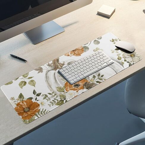 MoBlinko Fall Desk Mat Pumpkin Mouse Pad Large Gaming Mouse Pads for Desk with Non-Slip Base Stitched Edge Desk Mat Fall Decorations for Home 36 x 16 in in Saudi Arabia