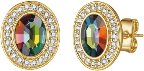 EVEVIC Austrian Crystal Halo Oval Stud Earrings for Women Trendy,14k Gold Plated Hypoallergenic Earring Jewelry Gift in Saudi Arabia