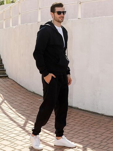 مسارات الرجال غير رسمية من قطعتين من قطعتين للرجال الكامل zip up hoodies و sweatpant مجموعة الركض مجموعات in Kuwait