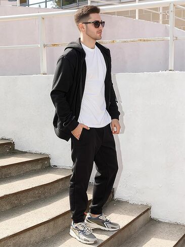 مسارات الرجال غير رسمية من قطعتين من قطعتين للرجال الكامل zip up hoodies و sweatpant مجموعة الركض مجموعات in Kuwait