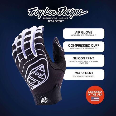 Troy Lee يصمم Air Glove (2025) لـ Motocross MX Off-Road ، أسود أحادي ، متوسط in Kuwait