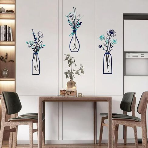 Metal Flowers Wall Arts - Rustic Farmhouse Decor Beige Minimalist Flower Decors 3 Pieces for Living Room Bathroom Bedroom Dining Room-Housewarming Gifts in Kuwait