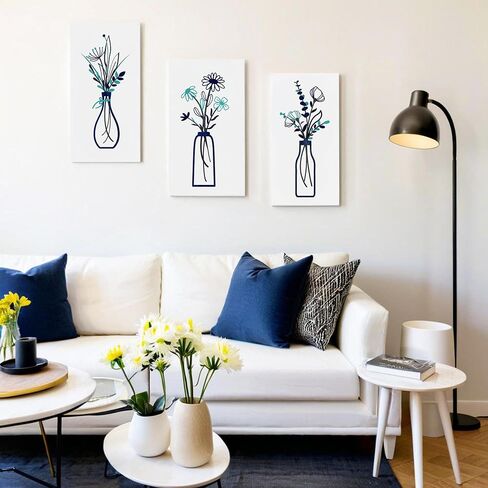 Metal Flowers Wall Arts - Rustic Farmhouse Decor Beige Minimalist Flower Decors 3 Pieces for Living Room Bathroom Bedroom Dining Room-Housewarming Gifts in Kuwait