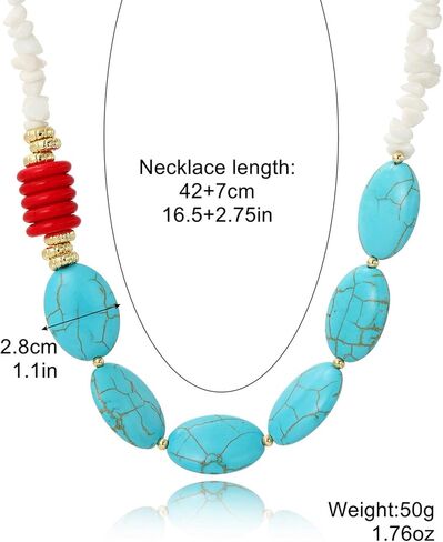 قلادة حبة Hetica turquoise مناسبة للنساء القابل للتعديل in Saudi Arabia
