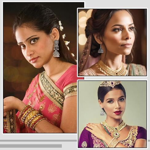 Nosiny 16pairs Gold Jhumkas الأقراط الهندية الأقراط للنساء Jhumka Jhumki Hoop أقراط متدلية مجموعة أقراط بوليوود الهندية التقليدية للنساء in Saudi Arabia