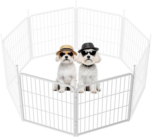 Sunsgrove Indoor Dog Playpen مع باب أوسع ، 24 بوصة 8 ألواح غير قلم الكلب القلم الداخلي ، سياج الكلب المضاد للصدأ ، مسرحية مجانية وآمنة ، أبيض in Kuwait