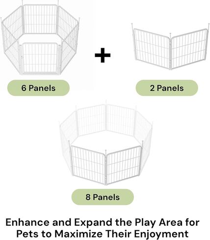 Sunsgrove Indoor Dog Playpen مع باب أوسع ، 24 بوصة 8 ألواح غير قلم الكلب القلم الداخلي ، سياج الكلب المضاد للصدأ ، مسرحية مجانية وآمنة ، أبيض in Kuwait