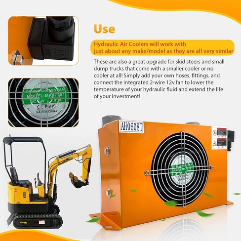 مبرد الهواء الهيدروليكي AJ0607T-CA مشعاع الزيت المبرد بالهواء DC 12V 48W 20L / min in Kuwait