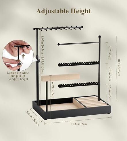 Jewelry Holder, Jewelry Organizer Stand Necklace Earrings Bracelet Holder, 5 Tier Jewelry Display Tower Rack with Metal Frame and Velvet Ring Tray, Aesthetic Jewelry Stand Gift for Women, Gold in Saudi Arabia