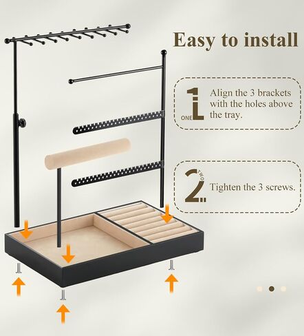 Jewelry Holder, Jewelry Organizer Stand Necklace Earrings Bracelet Holder, 5 Tier Jewelry Display Tower Rack with Metal Frame and Velvet Ring Tray, Aesthetic Jewelry Stand Gift for Women, Gold in Saudi Arabia