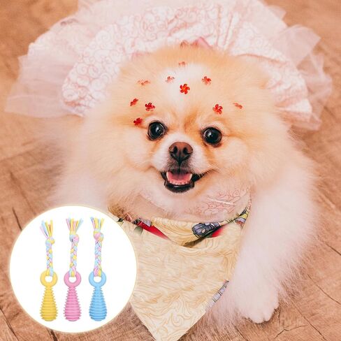 3pcs Pet Molar Clean Teath Rubber Toy ، Pacifier Dog with rope ، ألعاب مضغ الكلاب للمضغّة العدوانية ، Puppy Pacifier Pacifier Paming ألعاب التدريب للقطط الصغيرة ، 3 ألوان لطيفة in Kuwait