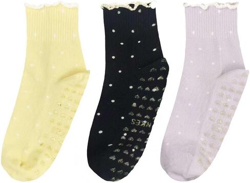 Cute Polka Dot Yoga Socks for Women (3 Pairs) – Thin & Breathable Lace Trimmed Design, Fits US Sizes 5-9 – Perfect for Yoga, Pilates, Barre, and Dance in Saudi Arabia