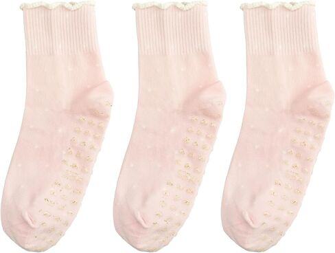 Cute Polka Dot Yoga Socks for Women (3 Pairs) – Thin & Breathable Lace Trimmed Design, Fits US Sizes 5-9 – Perfect for Yoga, Pilates, Barre, and Dance in Saudi Arabia