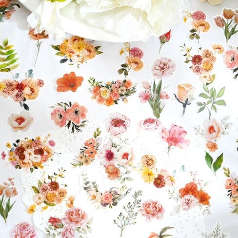 100 Pcs Natural Flower Stickers for Scrapbooking Junk Journal Notebook Planner Card Making Collage Envelope Water Bottle Phone Case Craft, Rose, Daisy, Lavender, Sunflower, Wildflower Stickers in Saudi Arabia