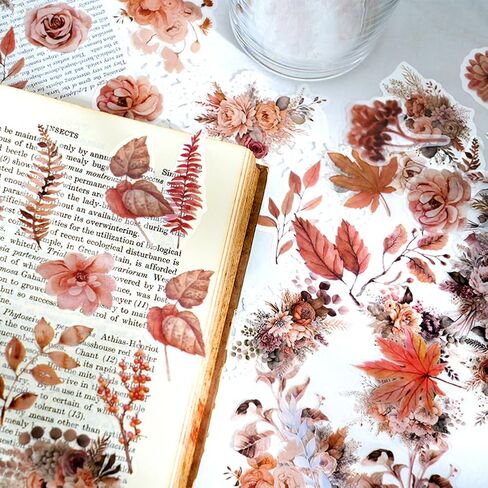 100 Pcs Natural Flower Stickers for Scrapbooking Junk Journal Notebook Planner Card Making Collage Envelope Water Bottle Phone Case Craft, Rose, Daisy, Lavender, Sunflower, Wildflower Stickers in Saudi Arabia